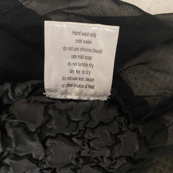 LOU NARDI SHANGHAI Blouse Sleeveless Stretch Lightweight Crinkle Womens L Black - Picture 9 of 9